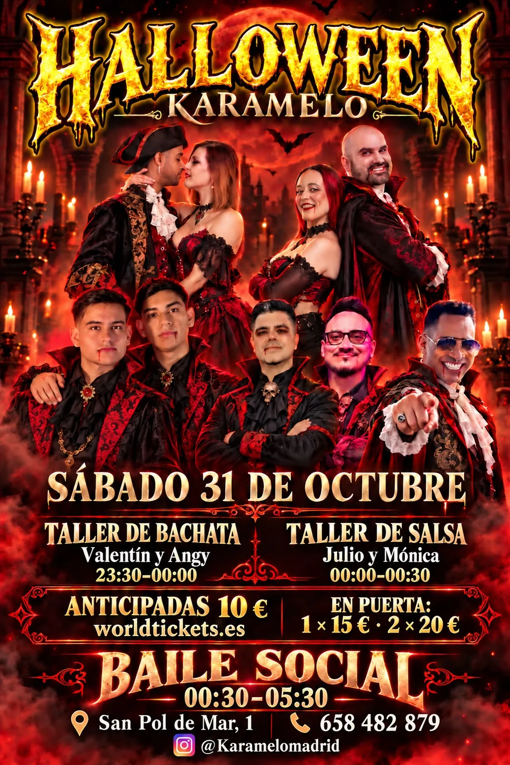 Flyer de Fiesta Halloween en Karamelo 31/10/26