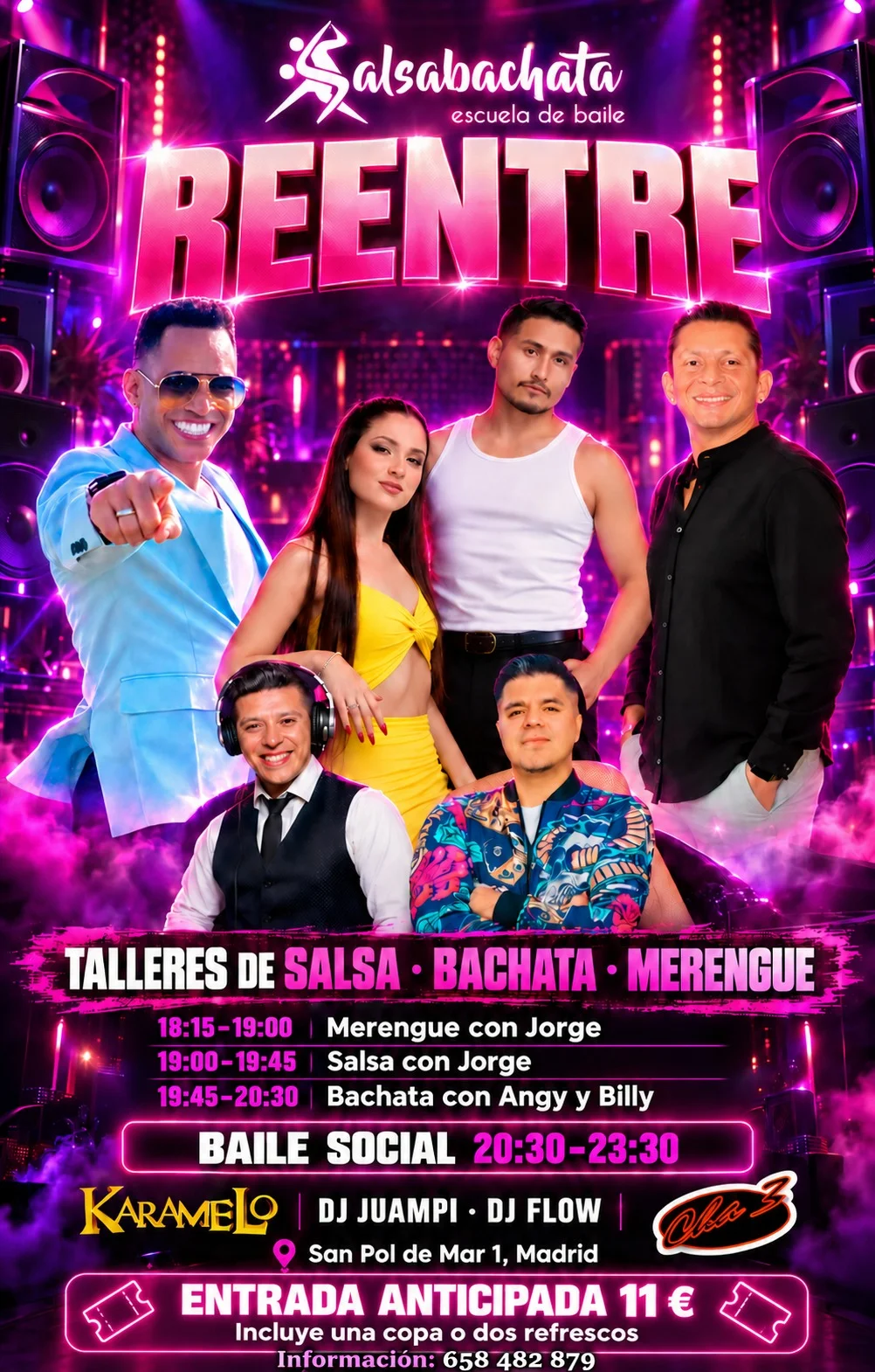 Flyer de Reentré Salsabachata en Karamelo 03/10/26